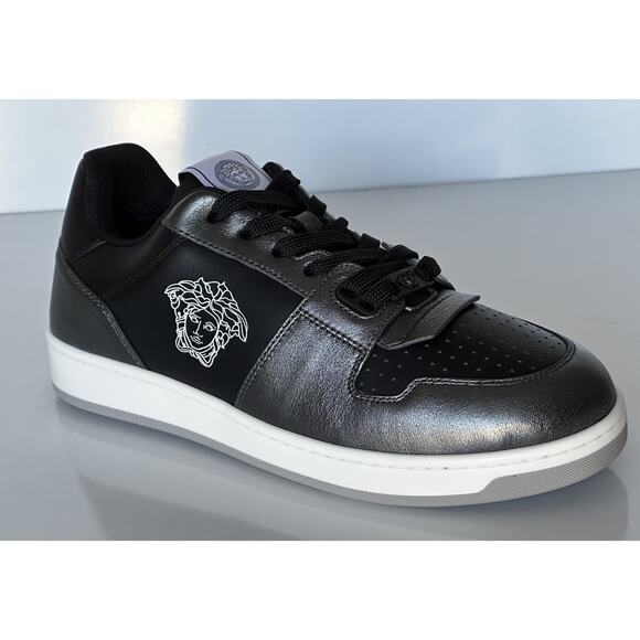 Versace Other - Versace Medusa Men’s Black/Silver Leather Sneakers 8.5 US (41.5) 1013377 IT NIB